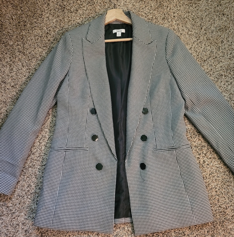 Bar III Black and White Houndstooth Blazer